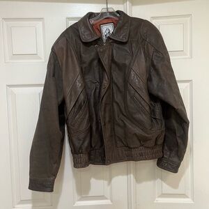 Men's XL H.B. Distressed Brown Leather Jacket A2‎ A-2 Style Flight Bomber VTG